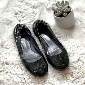 Tory Burch Black Patent Leather Reva Ballet Flats